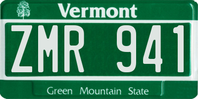 VT license plate ZMR941