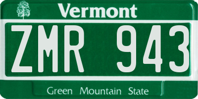 VT license plate ZMR943