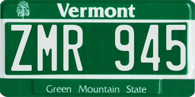 VT license plate ZMR945