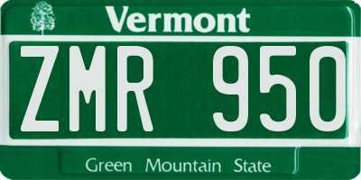 VT license plate ZMR950