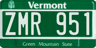 VT license plate ZMR951