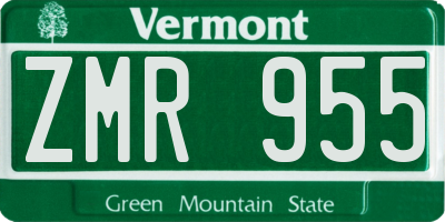 VT license plate ZMR955