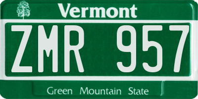 VT license plate ZMR957