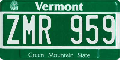 VT license plate ZMR959