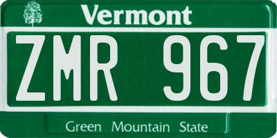 VT license plate ZMR967