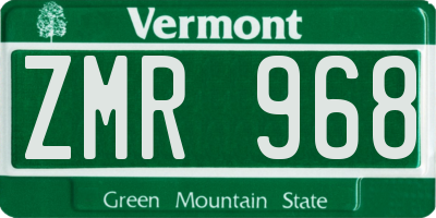 VT license plate ZMR968