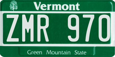 VT license plate ZMR970