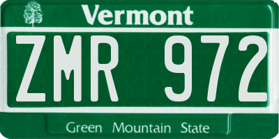 VT license plate ZMR972