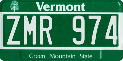VT license plate ZMR974