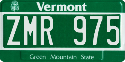 VT license plate ZMR975