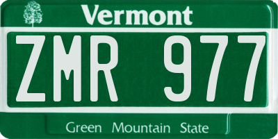 VT license plate ZMR977