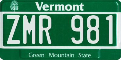 VT license plate ZMR981