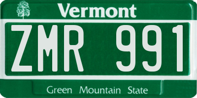 VT license plate ZMR991