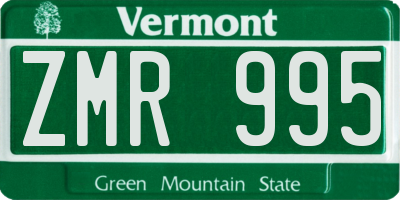 VT license plate ZMR995