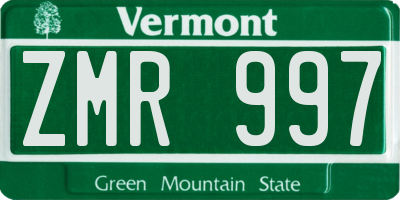VT license plate ZMR997