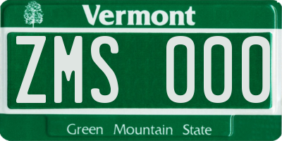 VT license plate ZMS000