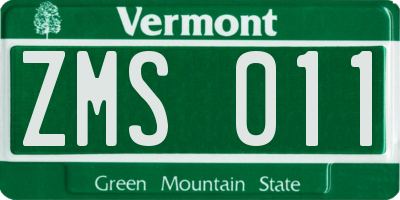 VT license plate ZMS011