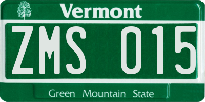 VT license plate ZMS015