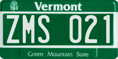 VT license plate ZMS021
