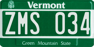 VT license plate ZMS034