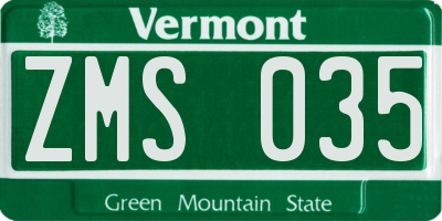 VT license plate ZMS035