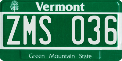 VT license plate ZMS036