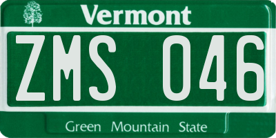 VT license plate ZMS046