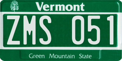 VT license plate ZMS051