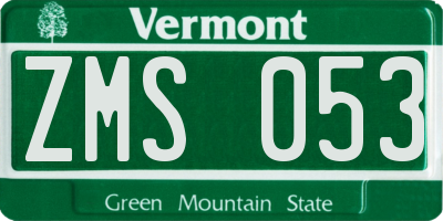 VT license plate ZMS053
