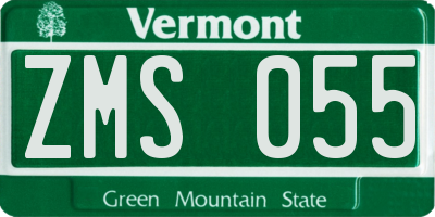 VT license plate ZMS055