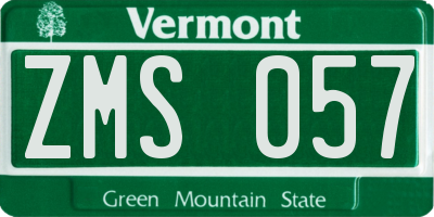 VT license plate ZMS057