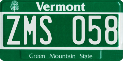 VT license plate ZMS058