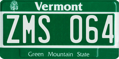VT license plate ZMS064