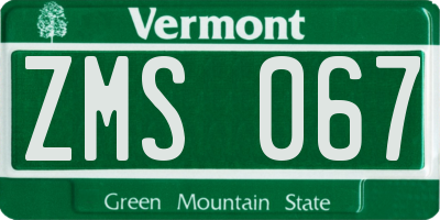 VT license plate ZMS067