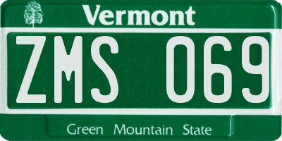 VT license plate ZMS069