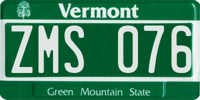 VT license plate ZMS076