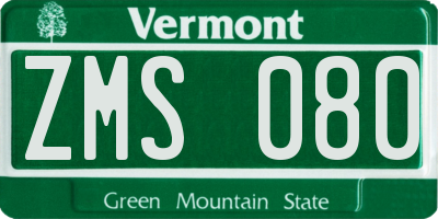 VT license plate ZMS080