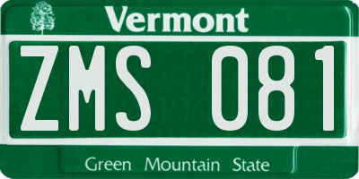 VT license plate ZMS081