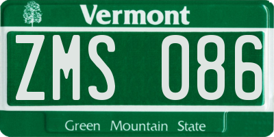 VT license plate ZMS086