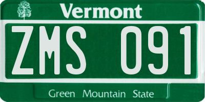 VT license plate ZMS091