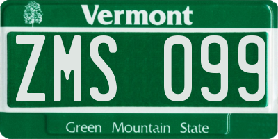 VT license plate ZMS099