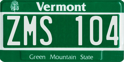 VT license plate ZMS104