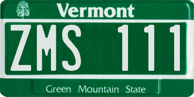 VT license plate ZMS111