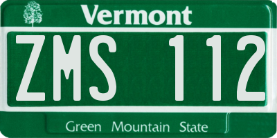 VT license plate ZMS112