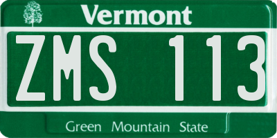 VT license plate ZMS113