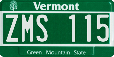 VT license plate ZMS115
