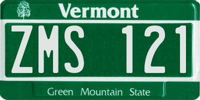 VT license plate ZMS121