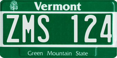 VT license plate ZMS124
