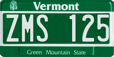 VT license plate ZMS125