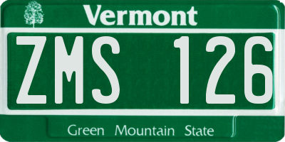 VT license plate ZMS126